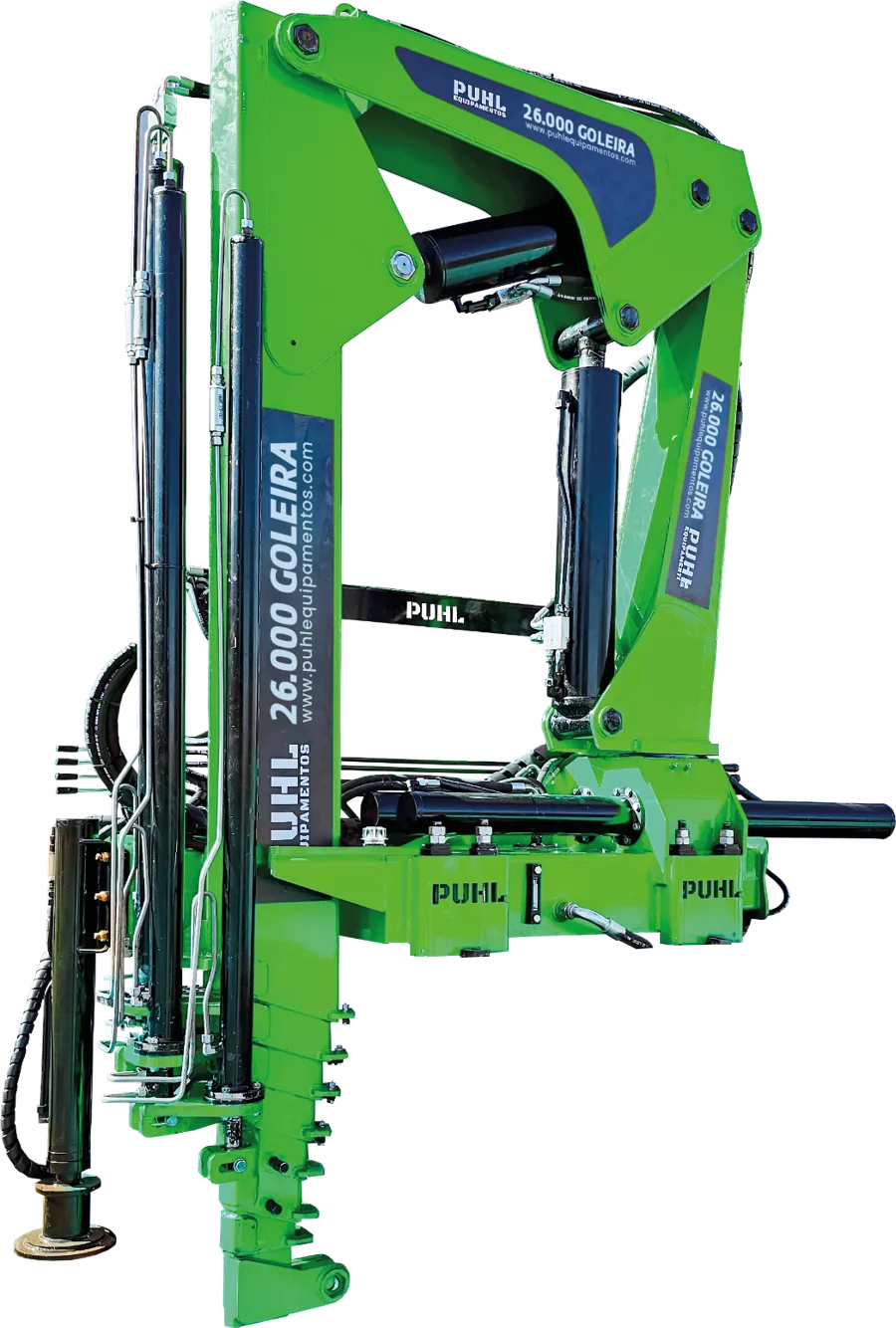 Guindaste veicular articulado PUHL Trave 26.000, configuração 5H2M