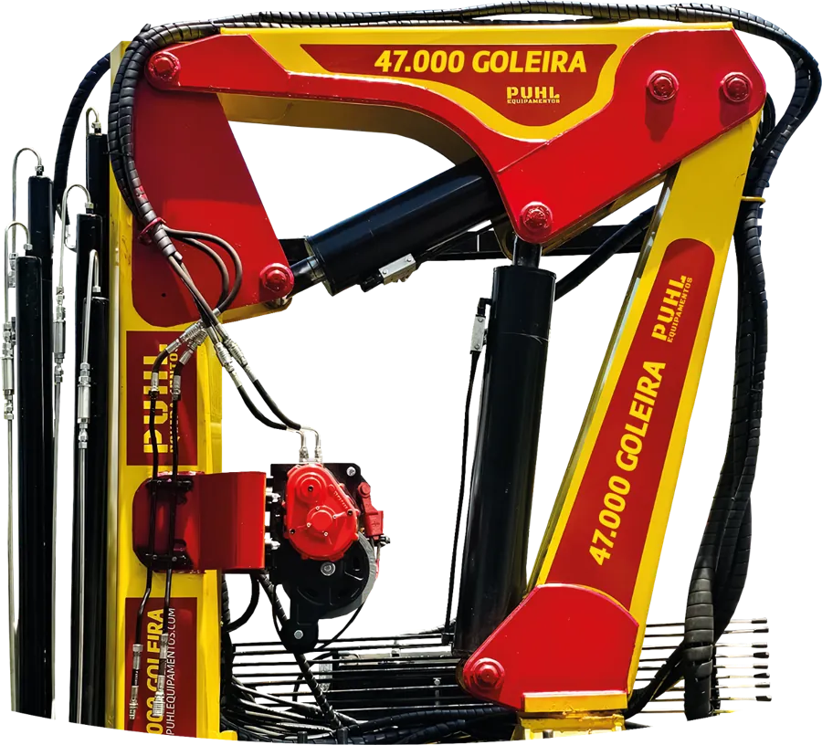 Guindaste veicular articulado PUHL Trave 47.000, configuração 6H3M